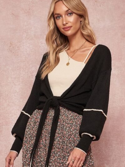 A Textured Knit Cardigan Sweater