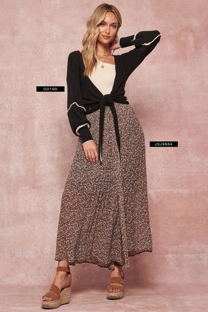 A textured knit cardigan sweater