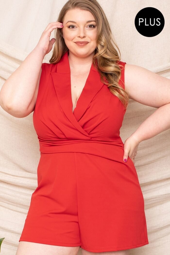 Collared Neck Plus Size Romper - Image 4