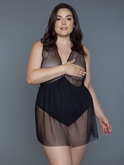 Mesh Babydoll V-neck Lingerie Sexy Babydoll Dress