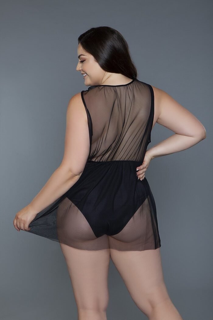 1 pc deep v-neck mesh babydoll