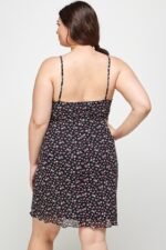 Plus Size Ditsy Floral Print On Mesh Fabric Cami Dress - Image 5