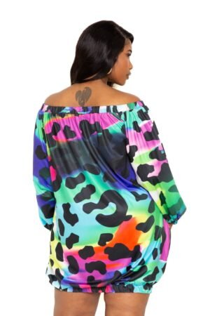 Electric leopard off shoulder bubble mini dress Electric leopard off shoulder bubble mini dress