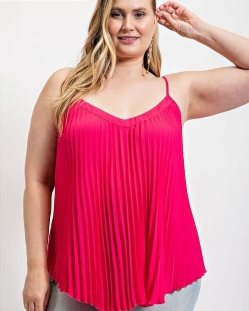 Pleated Tank Top With Adjustable Strap