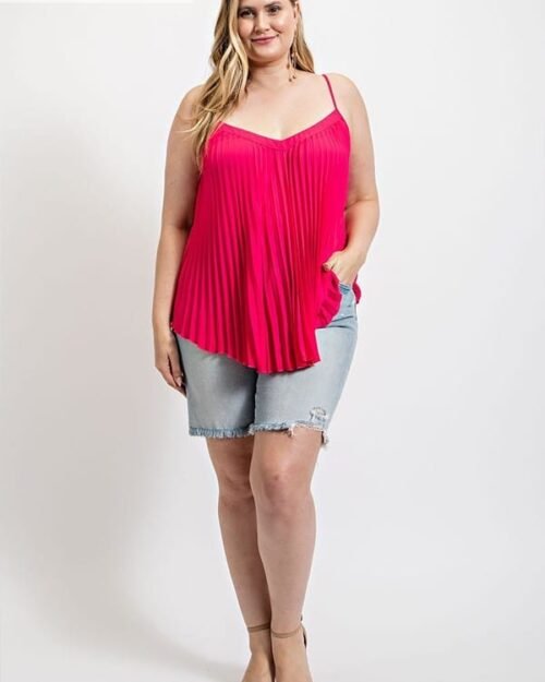 pleated tank top with adjustable strap