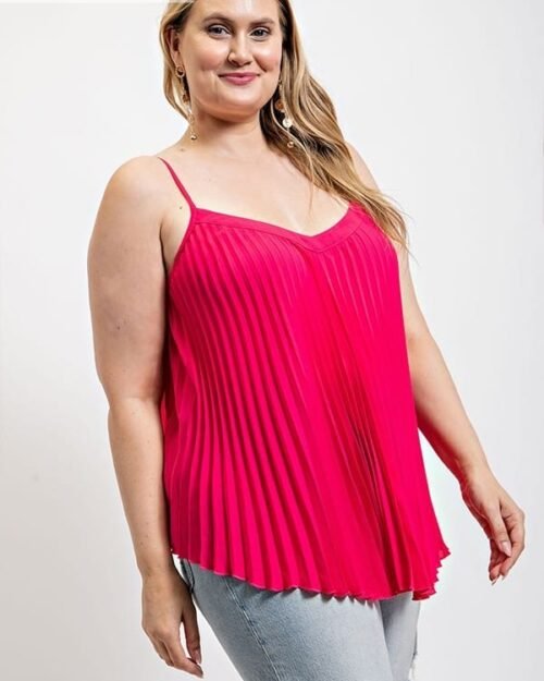 pleated tank top with adjustable strap