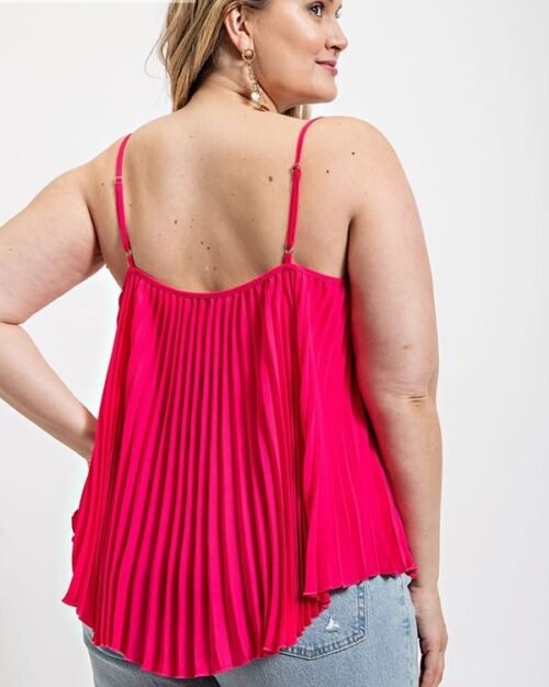pleated tank top with adjustable strap
