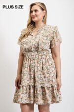 Floral Printed Ruffle Detail Dress, elegant occasions, ruffle dress, mini dress, mini dress near me