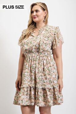 Floral Printed Ruffle Detail Dress, elegant occasions, ruffle dress, mini dress, mini dress near me