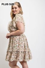 Floral Printed Ruffle Detail Dress, elegant occasions, ruffle dress, mini dress, mini dress near me