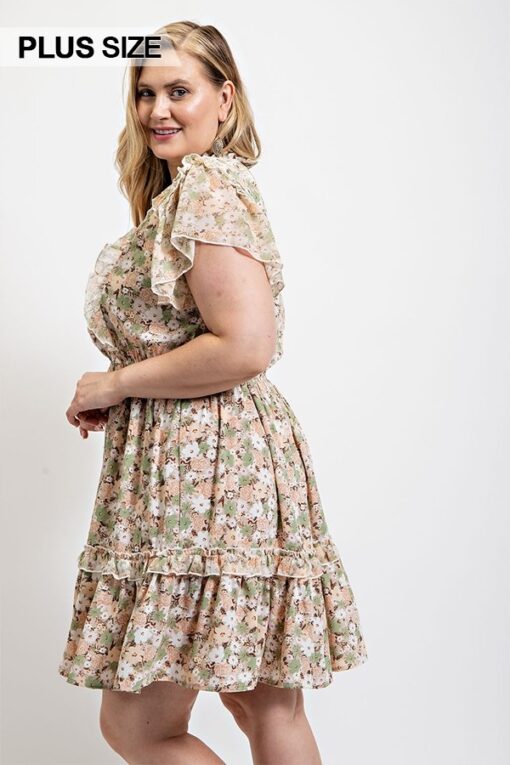Floral Printed Ruffle Detail Dress, elegant occasions, ruffle dress, mini dress, mini dress near me