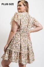 Floral Printed Ruffle Detail Dress, elegant occasions, ruffle dress, mini dress, mini dress near me