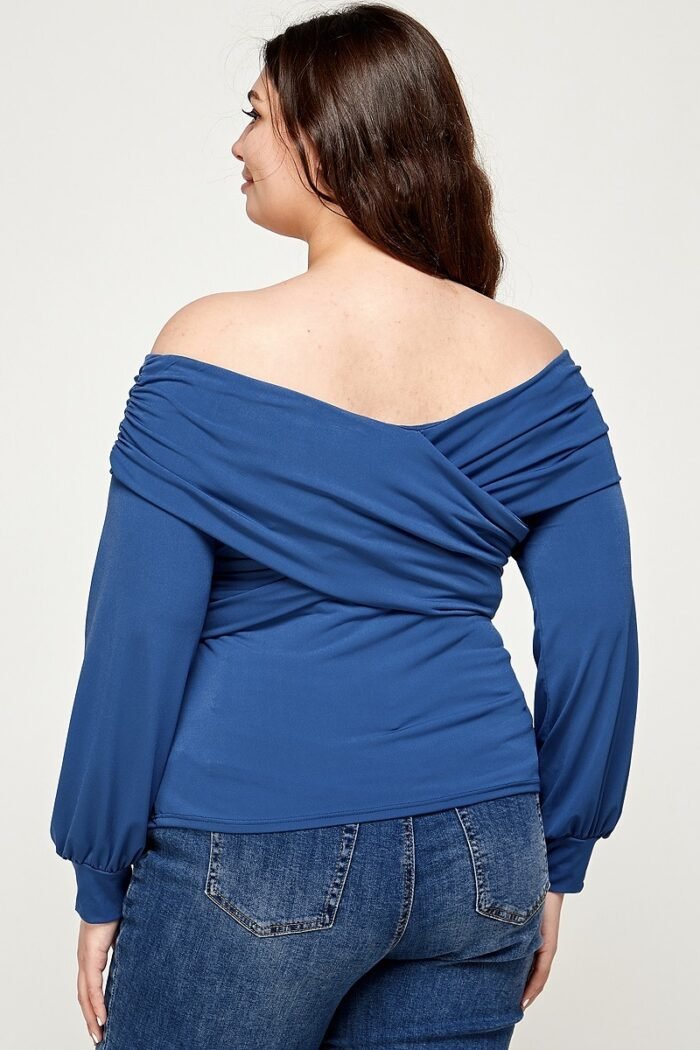 Plus size solid wrap dressy top