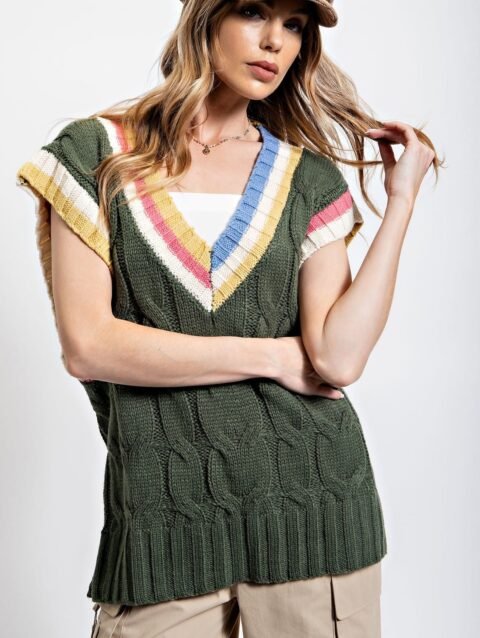 Multi Color Knitted Sweater Vest