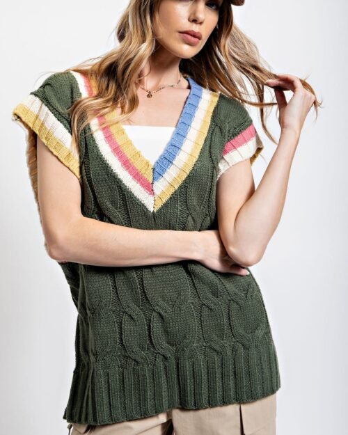 Multi Color Knitted Sweater Vest