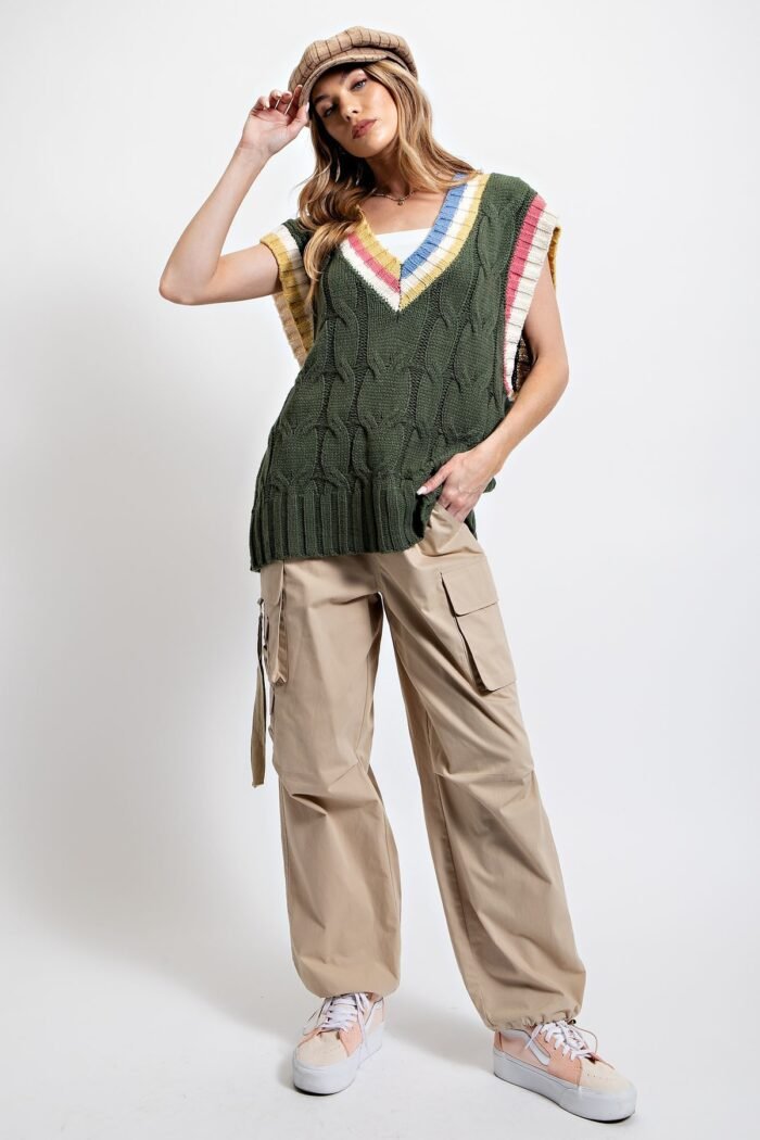Multi color knitted sweater vest