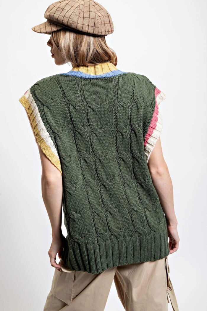 Multi color knitted sweater vest