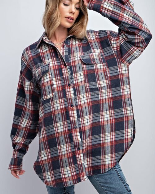 Washed Plaid Button Down Shirt