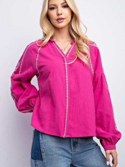 Linen Gauze Embroidered Top