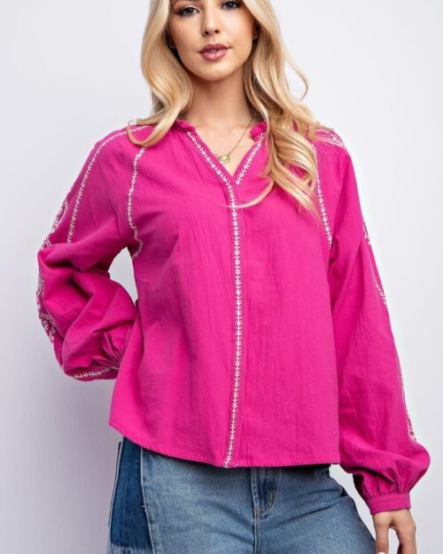 Linen Gauze Embroidered Top