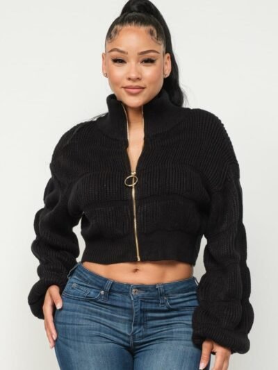 Michelin Sweater Top W/ Front Zipper