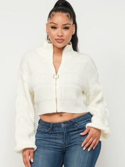 Sweater Top W/ Front Zipper