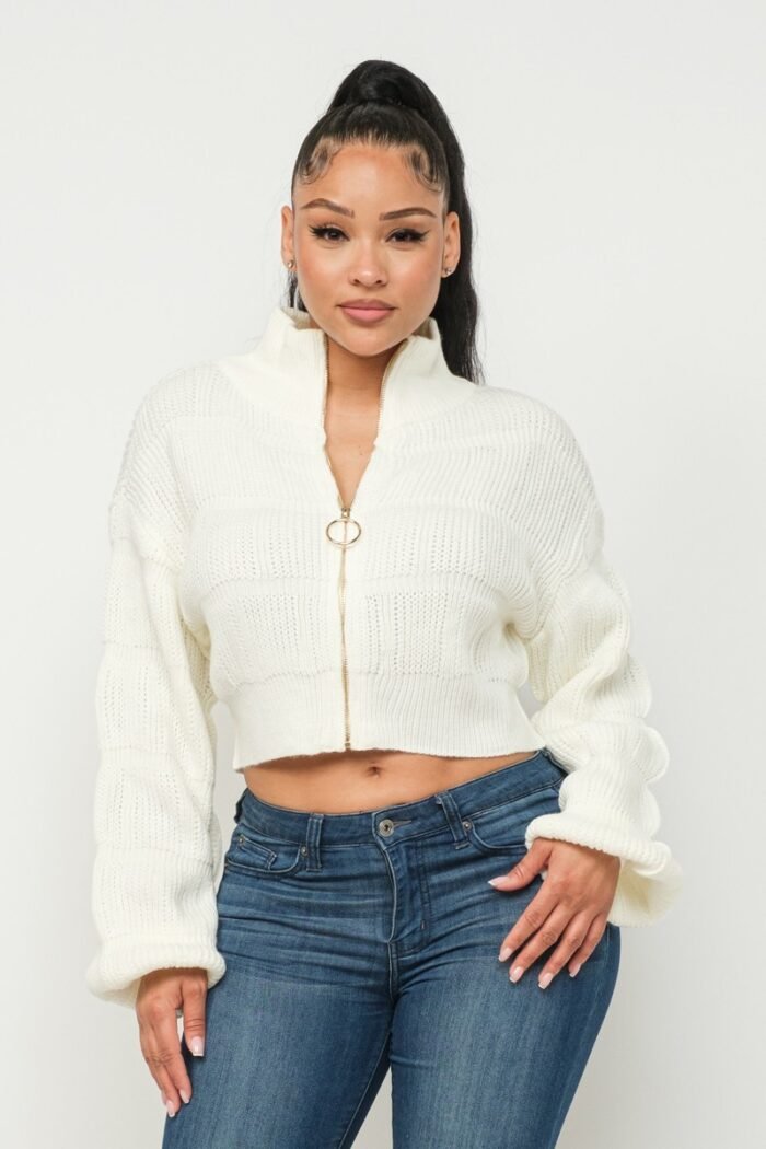 Sweater top w/ front zipper