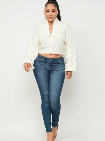 Sweater Top W/ Front Zipper Sweater Top W/ Front Zipper