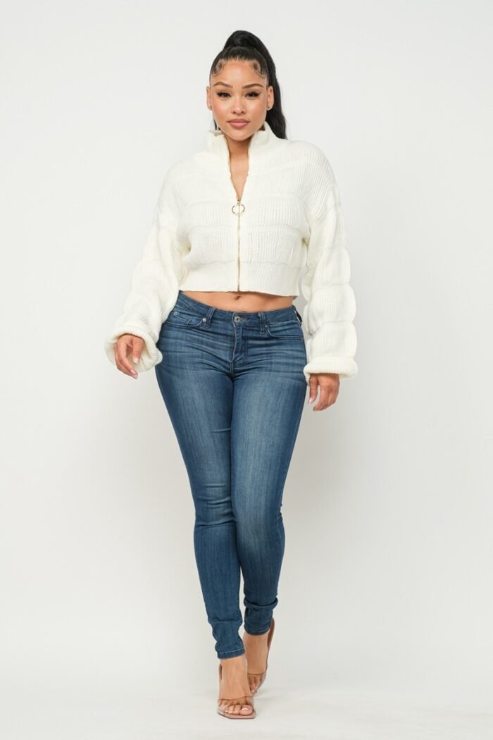 Sweater top w/ front zipper
