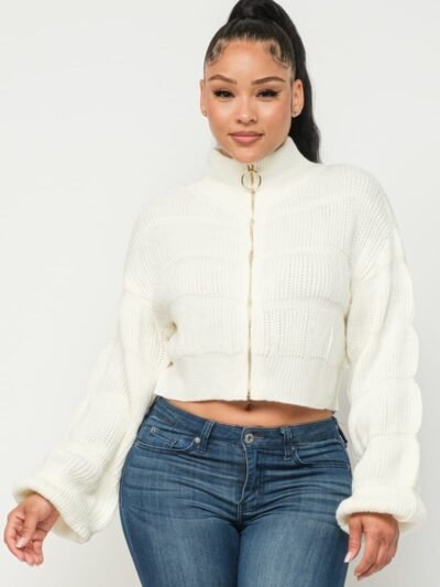 Sweater Top W/ Front Zipper Sweater Top W/ Front Zipper