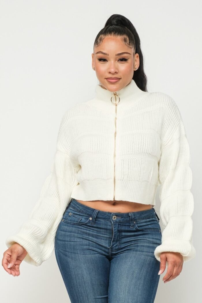 Sweater top w/ front zipper