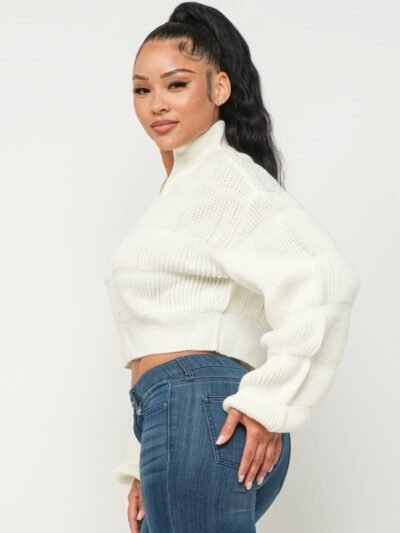 Sweater Top W/ Front Zipper Sweater Top W/ Front Zipper