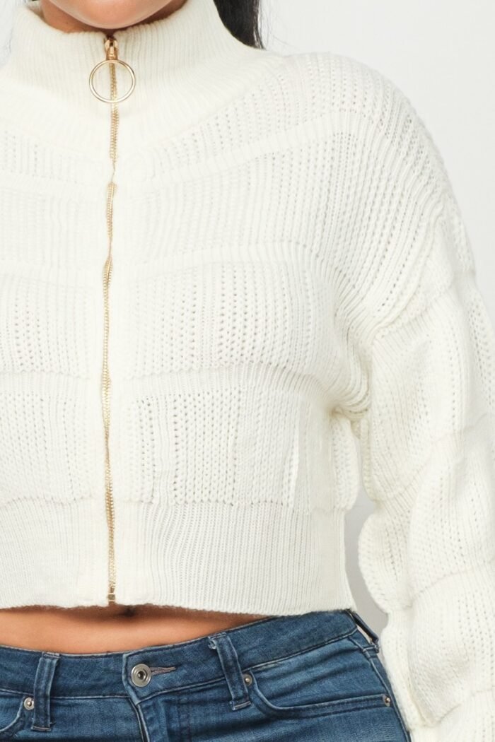 Sweater top w/ front zipper