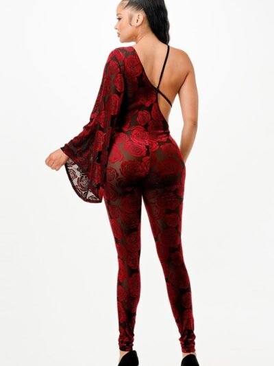 Velvet Flocking Jumpsuit/bell Sleeve Velvet Flocking Jumpsuit/bell Sleeve