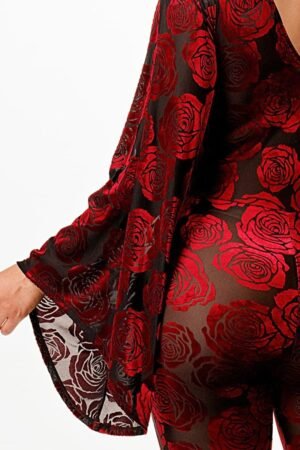 Velvet Flocking Jumpsuit/bell Sleeve Velvet Flocking Jumpsuit/bell Sleeve