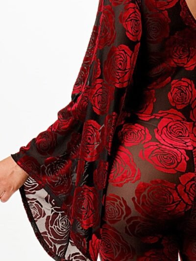 Velvet Flocking Jumpsuit/bell Sleeve Velvet Flocking Jumpsuit/bell Sleeve