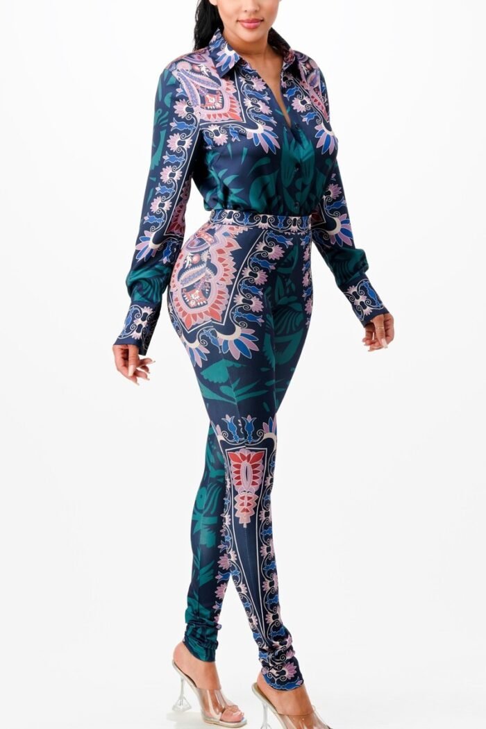 Shirt blouse top and bottom set