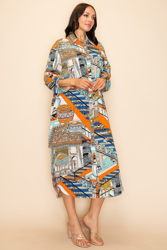Printed shirt dress