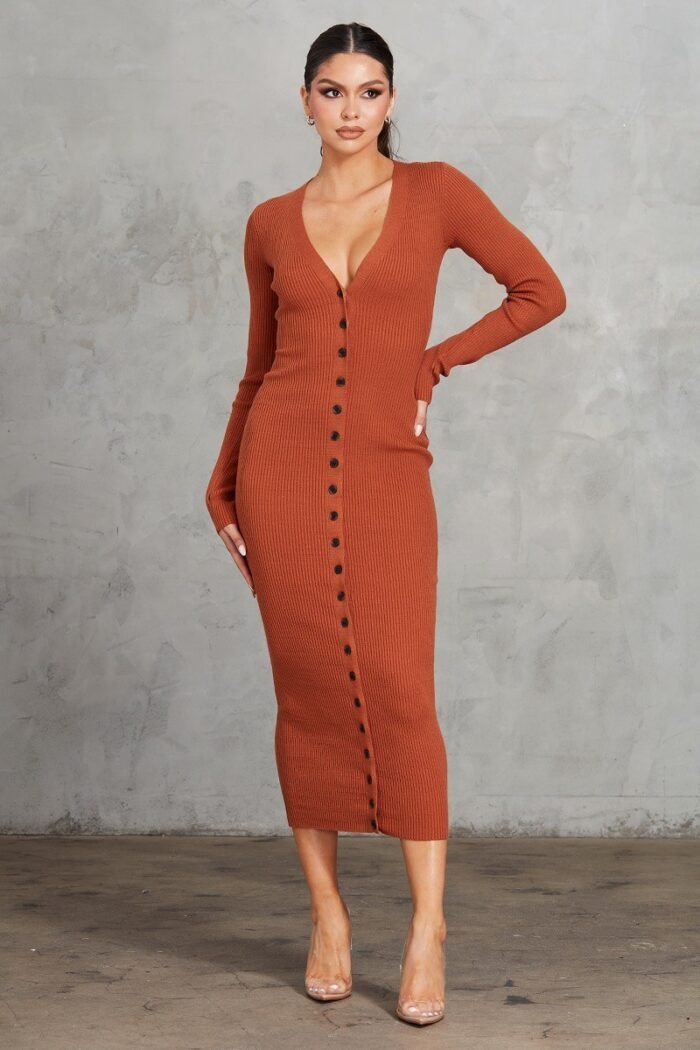 Ribbed midi dress