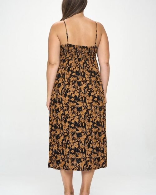 plus botanical print front tie maxi dress