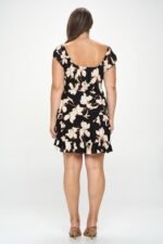 Plus Big Floral Front Tie Ruffle Mini Dress - Image 5