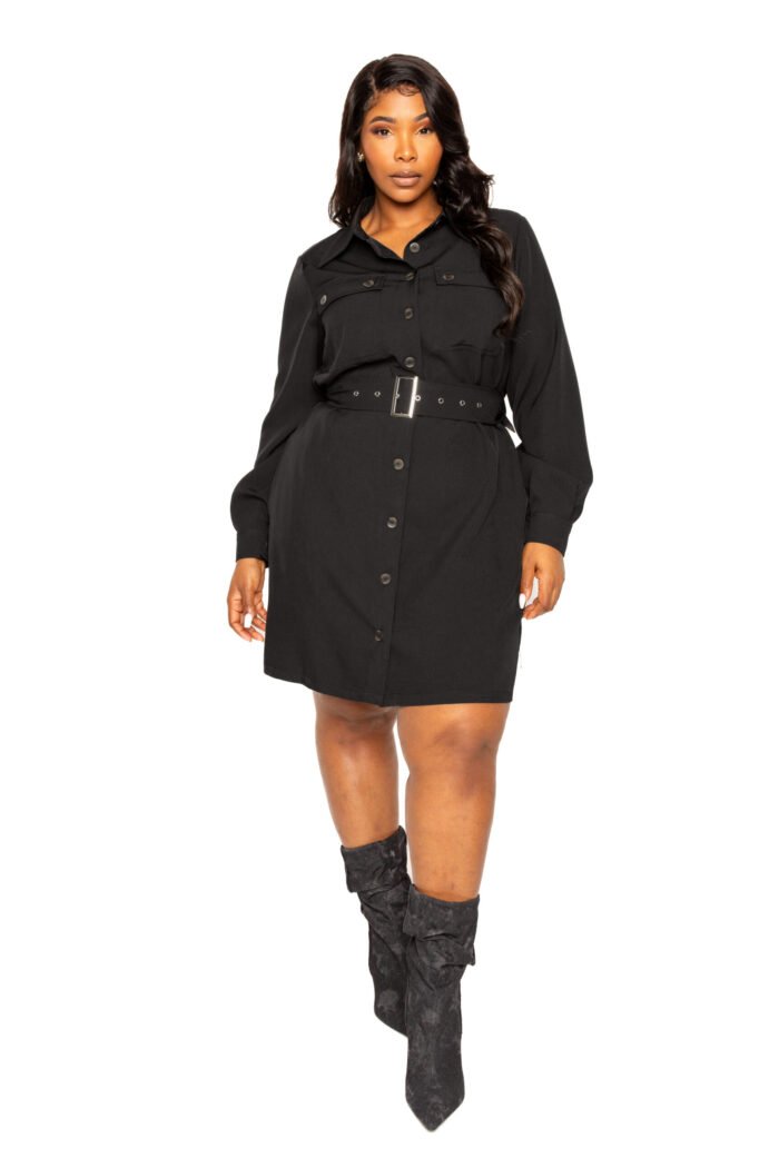 Satin effect belted jacket dress