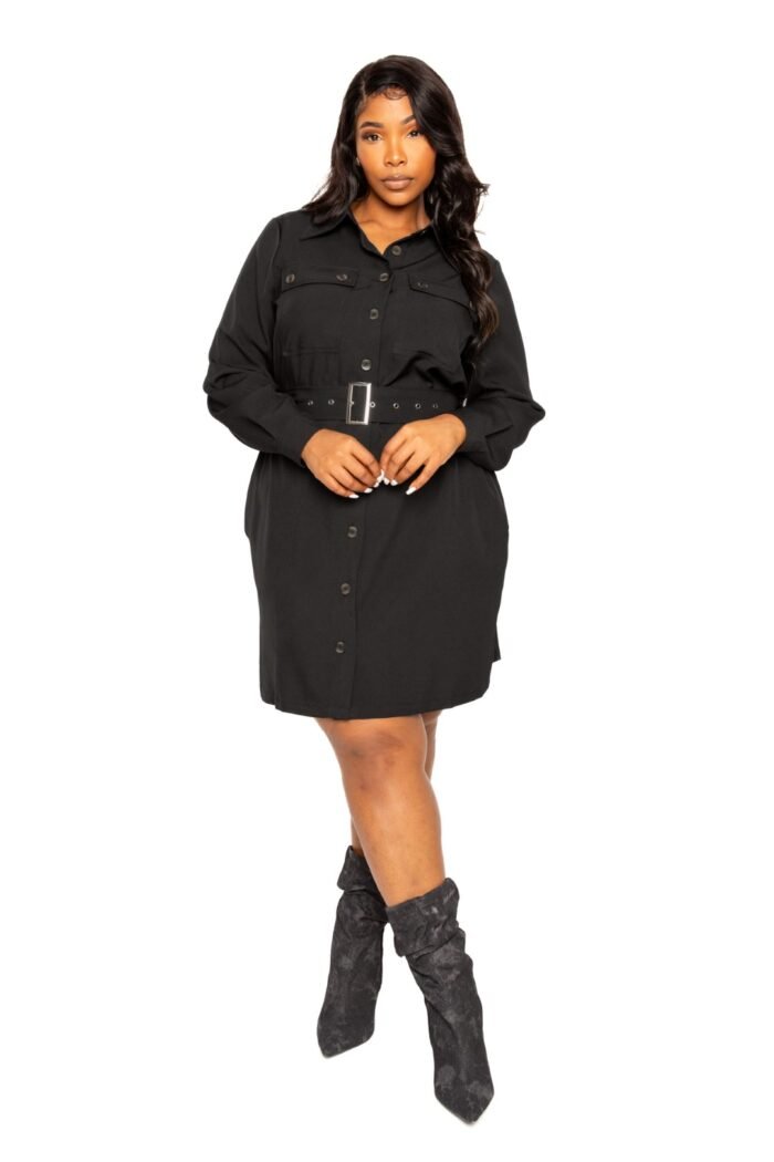 Satin effect belted jacket dress