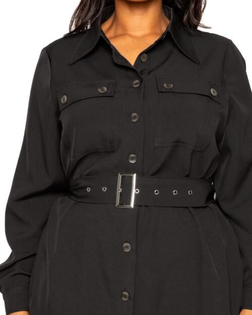 satin effect belted jacket dress