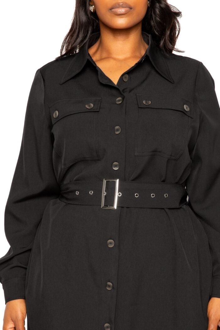 Satin effect belted jacket dress