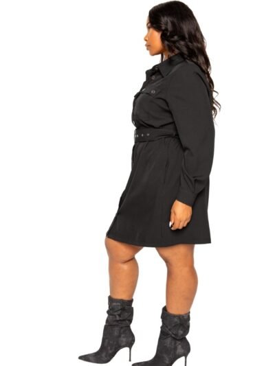 Satin Effect Belted Jacket Dress Satin Effect Belted Jacket Dress