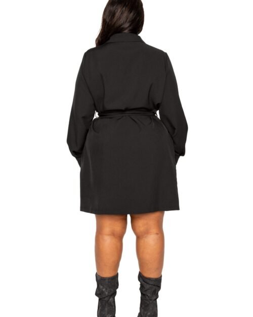 satin effect belted jacket dress