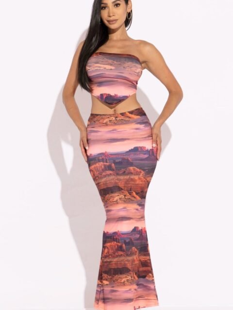 Printed Tube Top And Maxi Skirt