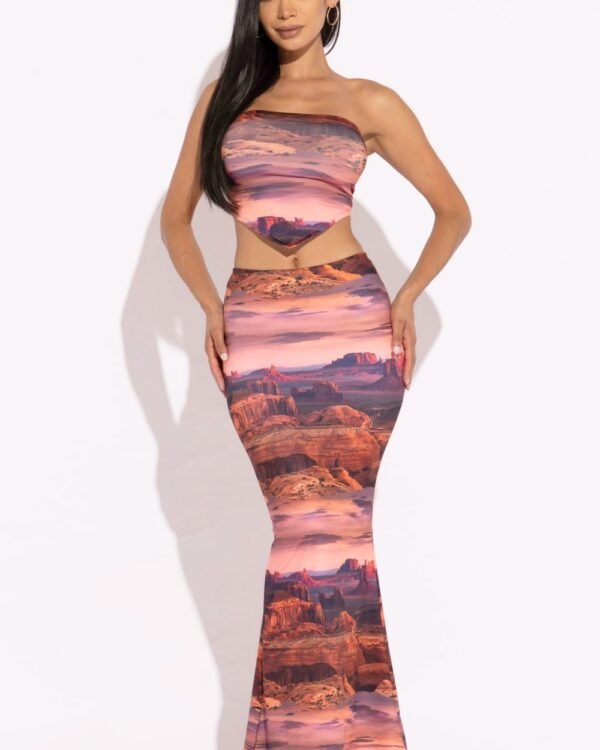 Printed Tube Top And Maxi Skirt