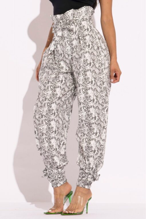 Snake Skin Printed Paper Bag Style Cargo Pants - Image 2